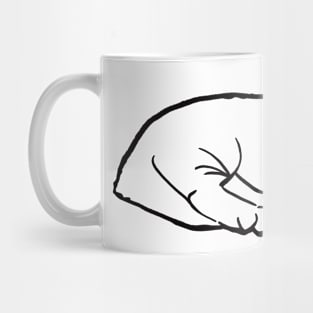 Cute kitten, sleeping kitty (black line drawing) Mug